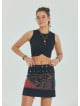 Snap Closure Patchwork Wrap Black Mini Skirt 4669